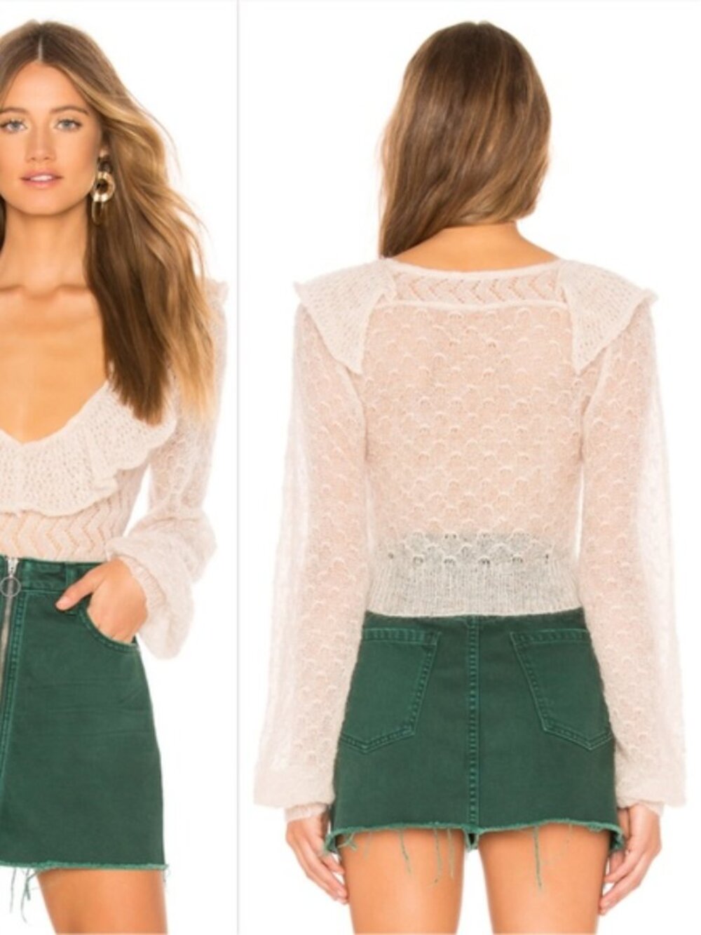 FREE PEOPLE Macaroon Ruffled Sweater 1856 - Picture 2 of 8